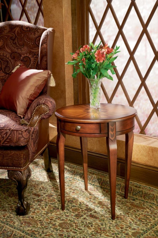 Cherry With Maple Inlay Round Accent Table Online now