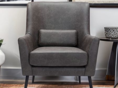 29  Black Faux Leather Arm Chair And Toss Pillow Online Hot Sale