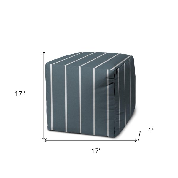 17  Taupe Cube Striped Indoor Outdoor Pouf Cover Sale