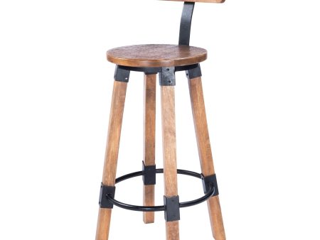 28  Brown and Natural Solid Wood and Iron Bar Chair For Discount