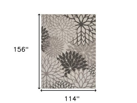 10  X 13  Silver Grey Floral Non Skid Indoor Outdoor Area Rug Hot on Sale