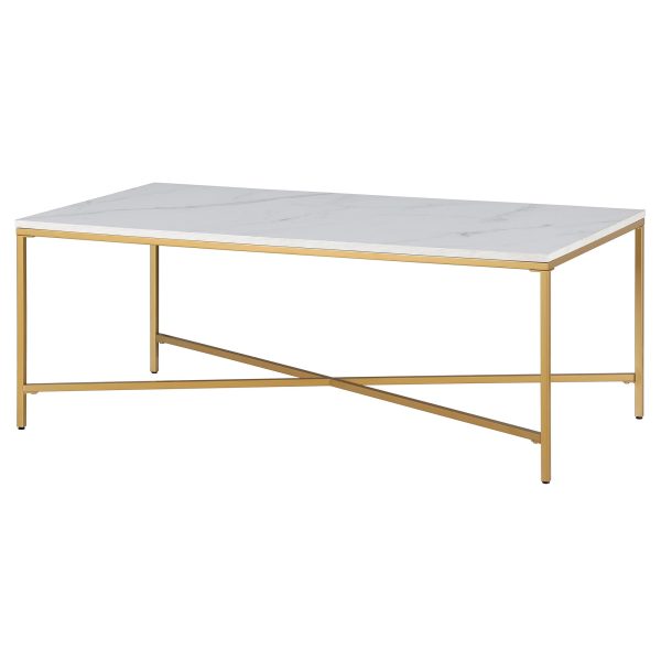 48  White And Gold Steel Coffee Table Supply