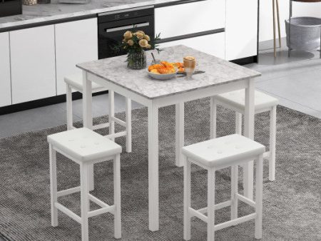 5-Piece Bar Table Set Counter-Height Dining Table and 4 Bar Stools-White Online Hot Sale