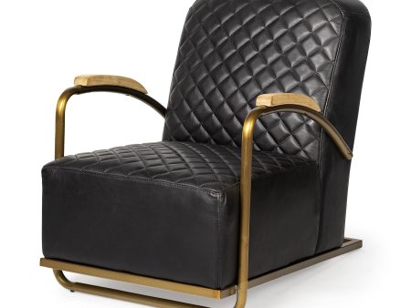 36  Black And Gold Leather Lounge Chair Online now