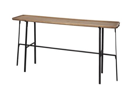 14  Brown and Black Solid Wood Trestle Console Table For Cheap