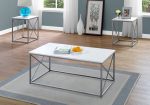 Set of Three 42  White And Silver Metal Coffee Table Online