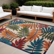 10  X 13  Beige Green And Orange Floral Non Skid Indoor Outdoor Area Rug Fashion