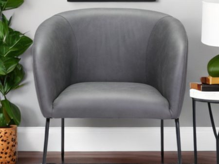 28  Gray And Black Faux Leather Barrel Chair Cheap