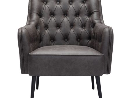 29  Black Faux Leather Tufted Arm Chair on Sale