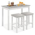 3-Piece Bar Table Set Dining Table and 2 Bar Stools-White Fashion