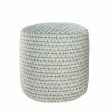 20  Blue Polyester Round Geometric Indoor Outdoor Pouf Ottoman Cheap