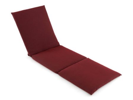 Outdoor Chaise Lounge Cushion Patio Furniture Folding Pad with Fixing Straps-Red on Sale