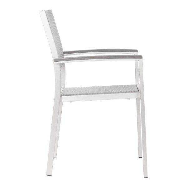 Set Of Two 21  White Aluminum Arm Chair For Cheap