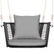 Single Person Hanging Seat with Woven Rattan Backrest for Backyard-Gray For Discount