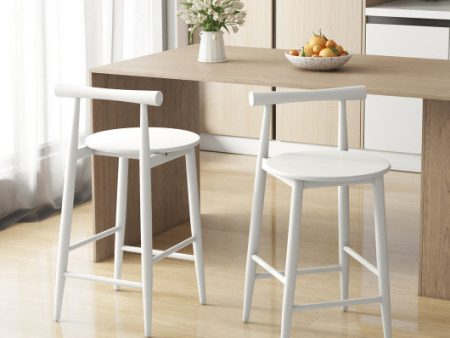 Counter Height Bar Chair Set with Acacia Wood Frame and Supporting Legs-White Online