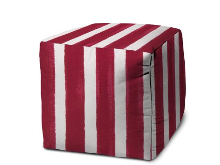 17  Pink And White Cube Striped Indoor Outdoor Pouf Cover Online