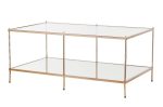 42  Clear And Gold Glass And Metal Coffee Table on Sale