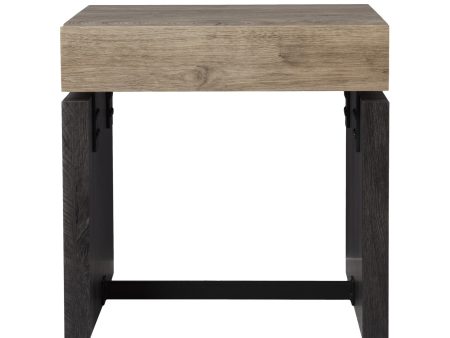 20  Natural Wood Manufactured Wood And Iron Square End Table Sale