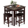 5-Piece Bar Table Set Counter-Height Dining Table and 4 Bar Stools-Brown Hot on Sale