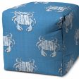 17  Blue and White Polyester Cube Crab Outdoor Pouf Ottoman on Sale