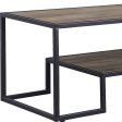 45  Black And Rustic Oak Paper Veneer And Metal Rectangular Coffee Table With Shelf Online Hot Sale