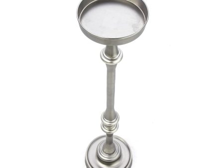 Brushed Silver Finish Drink Size Accent Table Hot on Sale