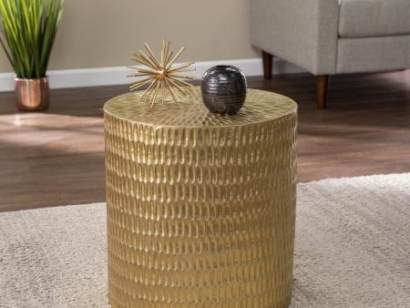 18  Gold Manufactured Wood And Solid Wood Round End Table Online Sale