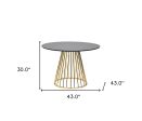 43  Black And Gold Rounded Stainless Steel Pedestal Base Dining Table Discount