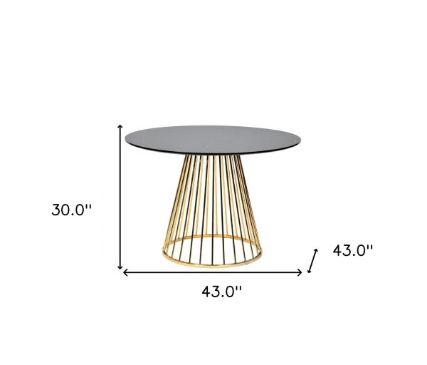 43  Black And Gold Rounded Stainless Steel Pedestal Base Dining Table Discount