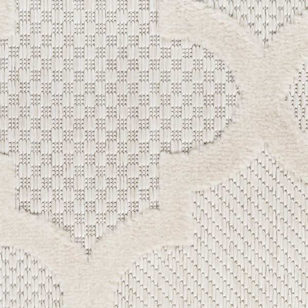 7  X 10  Ivory and White Indoor Outdoor Area Rug For Sale