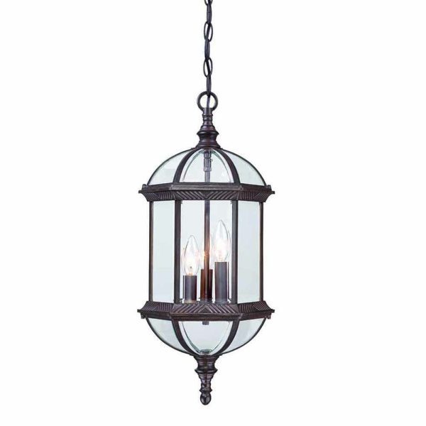 Three Light Dark Brown Eastern Lantern Hanging Light Online now