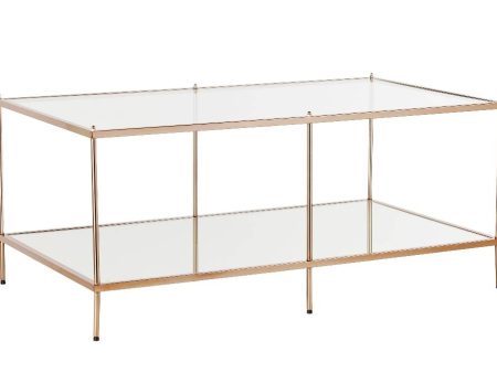 42  Clear And Gold Glass And Metal Coffee Table on Sale