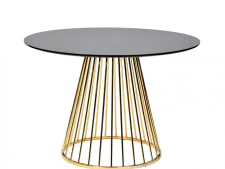 43  Black And Gold Rounded Stainless Steel Pedestal Base Dining Table Discount