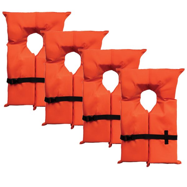 Bluestorm Type II Adult Universal Foam Life Jacket - Orange *4-Pack w Clear Bag [BS-T2-ORG-4] Sale