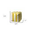 17  Yellow And White Cube Striped Indoor Outdoor Pouf Cover Online Hot Sale