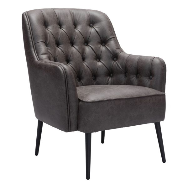 29  Black Faux Leather Tufted Arm Chair on Sale