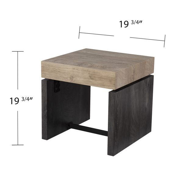 20  Natural Wood Manufactured Wood And Iron Square End Table Sale