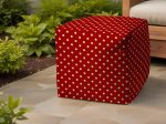 17  Red Polyester Cube Polka Dots Indoor Outdoor Pouf Ottoman Hot on Sale