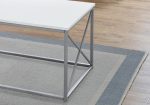 Set of Three 42  White And Silver Metal Coffee Table Online