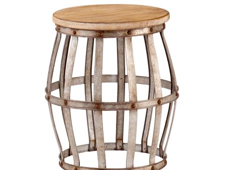 18  Silver And Natural Manufactured Wood Round End Table Online Sale