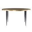 34  Black And Gold Embossed Metal Round Coffee Table For Sale