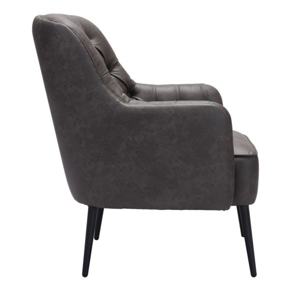 29  Black Faux Leather Tufted Arm Chair on Sale