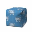 17  Blue and White Polyester Cube Crab Outdoor Pouf Ottoman on Sale