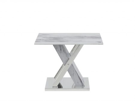 18  Silver And White Solid and Manufactured Wood Square End Table For Discount