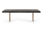 95  Dark Brown And Brass Metal Sled Base Dining Table Fashion