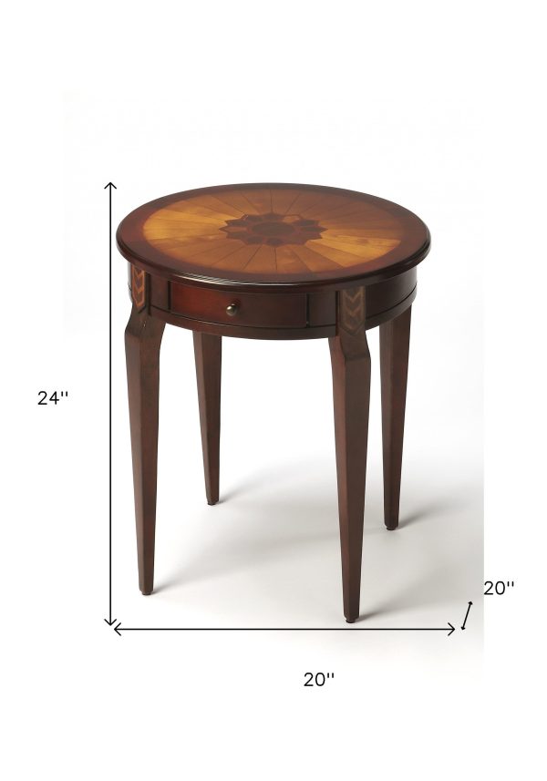 Cherry With Maple Inlay Round Accent Table Online now