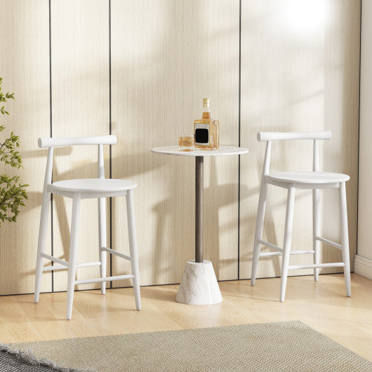 Counter Height Bar Chair Set with Acacia Wood Frame and Supporting Legs-White Online