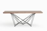 Light Brown And Black Solid Wood And Metal Dining Table Sale