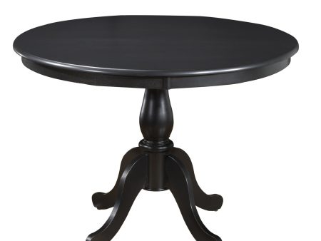 42  Black Rounded Solid Manufactured Wood And Solid Wood Pedestal Base Dining Table on Sale