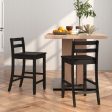 Wooden Bar Stools Set of 2 with Ergonomic Backrest and Footrest-Black Discount